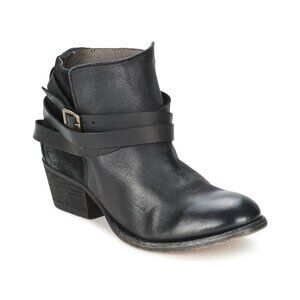 H by Hudson Horrigan Black Leather Double Buckle Ankle Booties Size 37